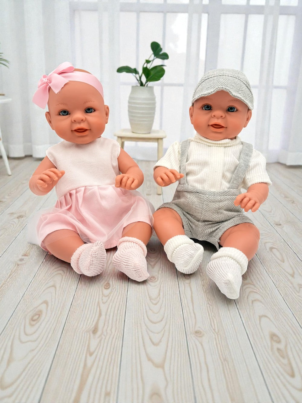 Bebenita 18-inch baby boy and girl dolls handmade in Spain with European outfits and hand-painted features