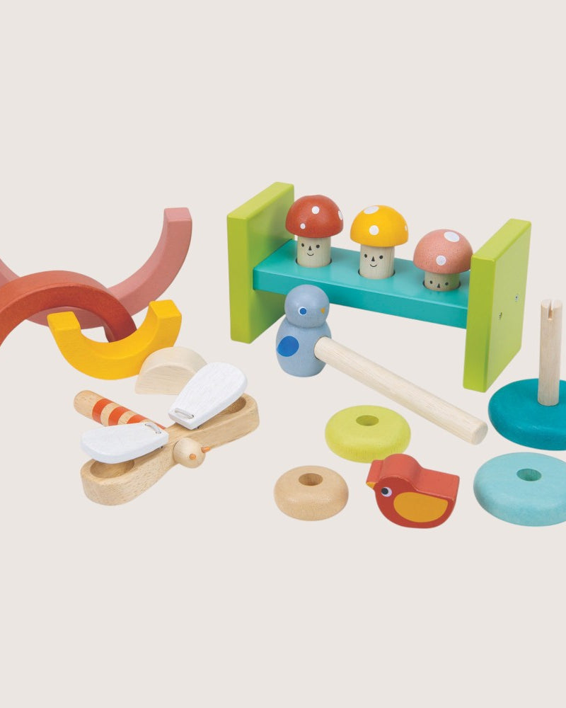Four developmental toddler toys from Mentari for 18-24 month milestones