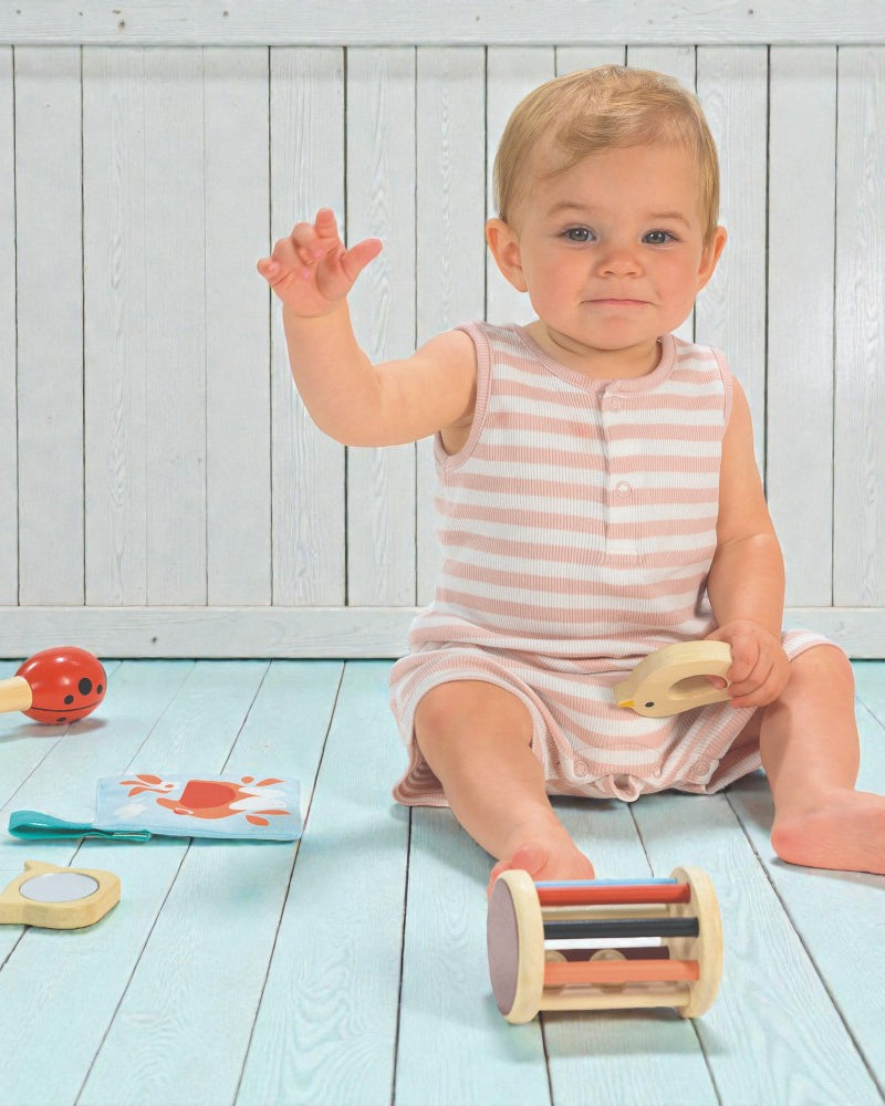 Complete Mentari baby gift set showing all five age-appropriate learning toys