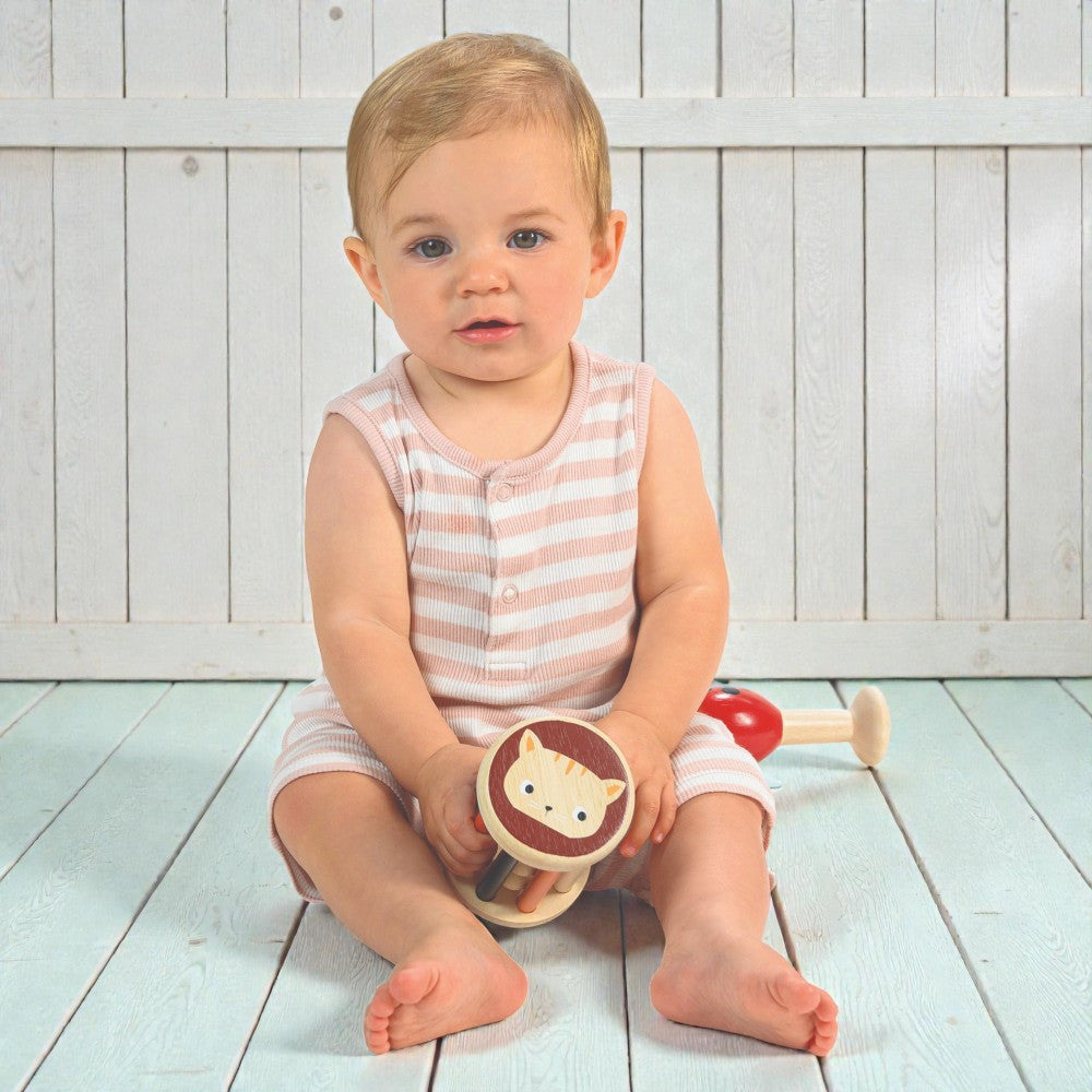 Sustainable wooden Mentari baby toys with colorful safe finishes for infants