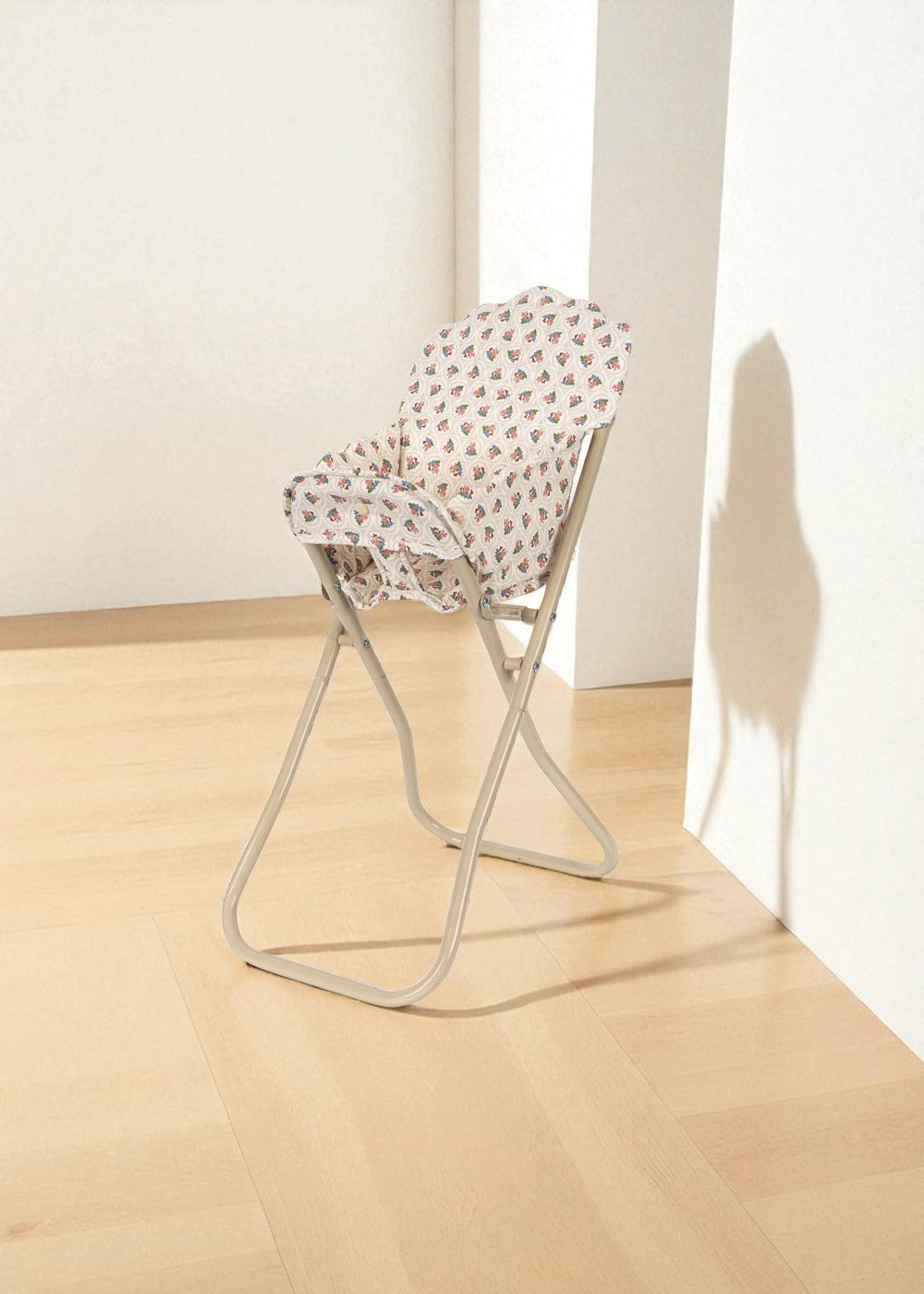 European-style high chair for dolls in Verona Blues coordinating with nursery collection