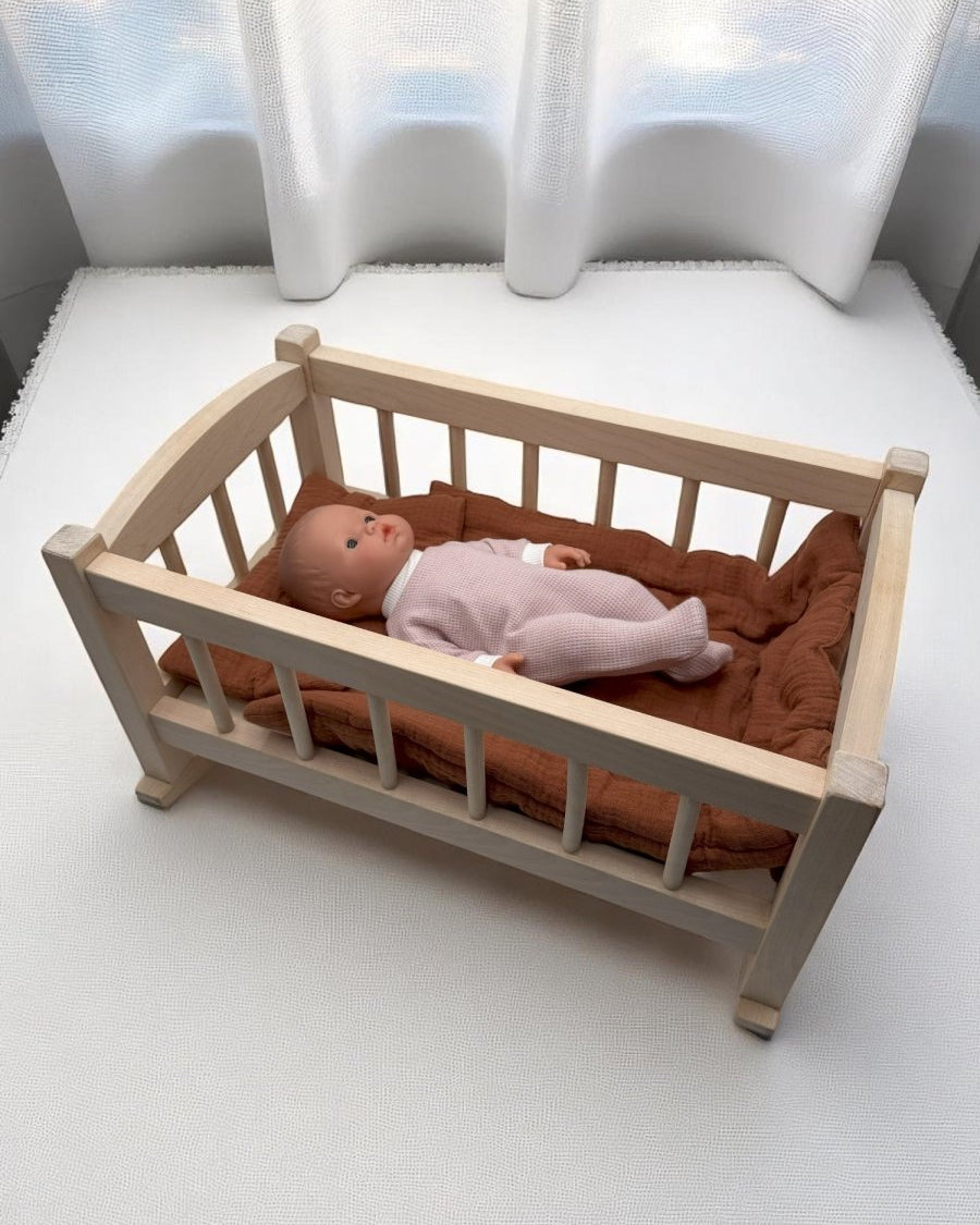 Bebenita wooden doll cradle made from premium birch wood baby doll bed for heirloom quality play
