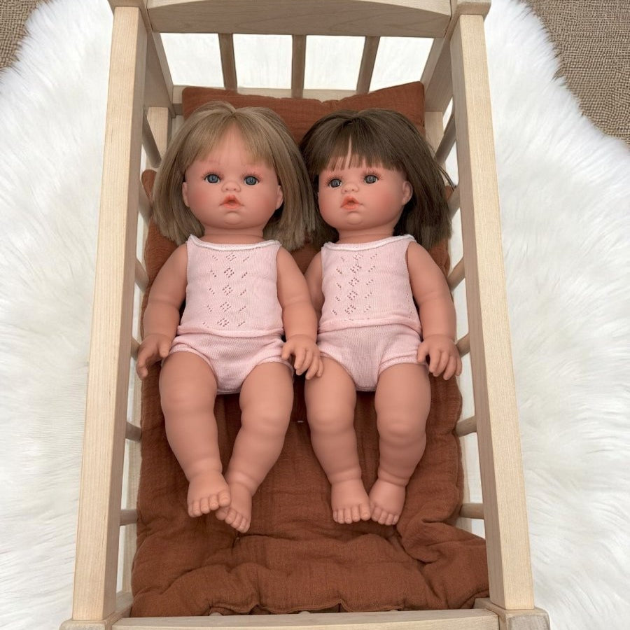 Baby doll cradle with rocking feature made from high-quality birch wood for toddlers ages 3+