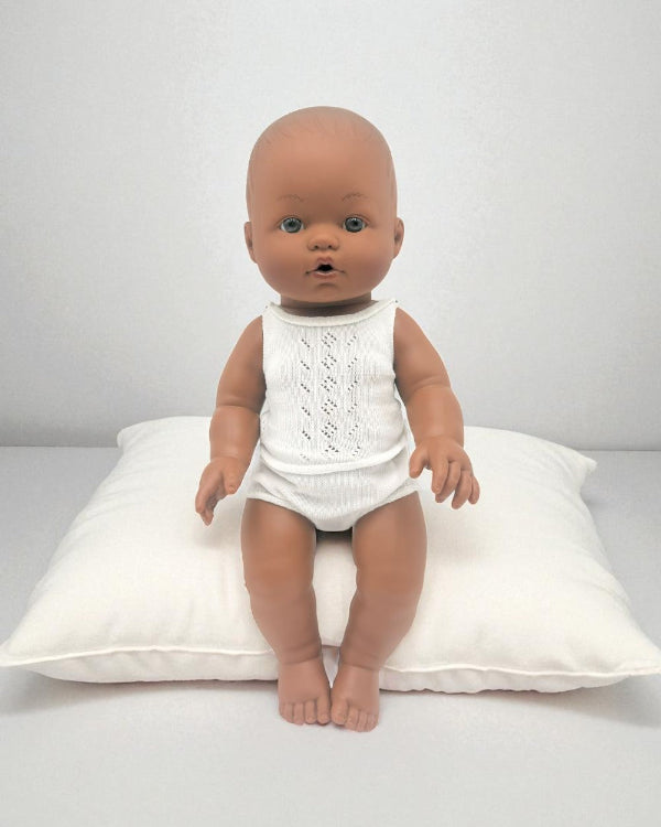 Realistic European-crafted diverse baby boy doll with rich skin tone