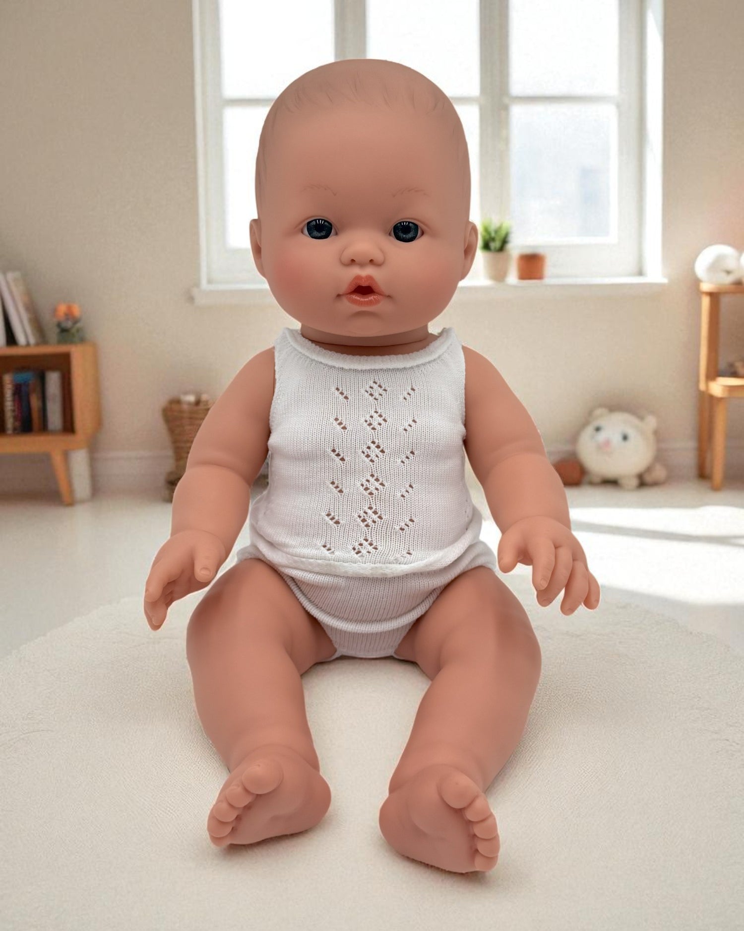 Troy bald blue eyes fully clothed baby boy doll