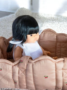 Baby bassinet with delicate canopy for enhanced doll pretend play