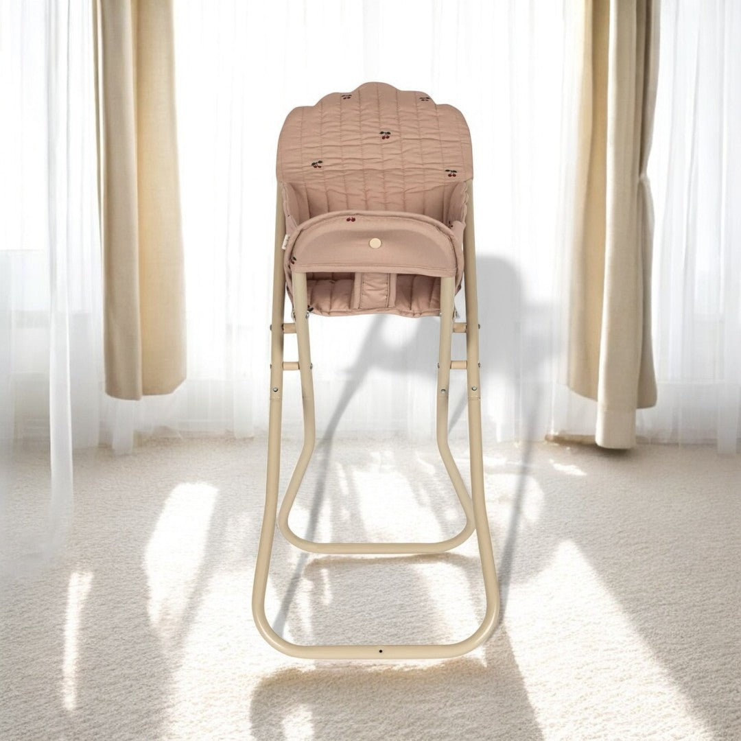 Doll furniture featuring cushioned baby high chair for enhanced pretend play