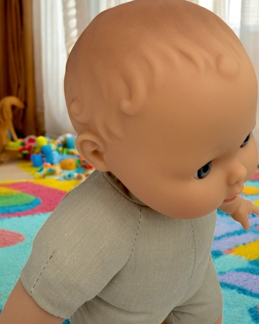 Close up of Clarisse, a very lifelike doll