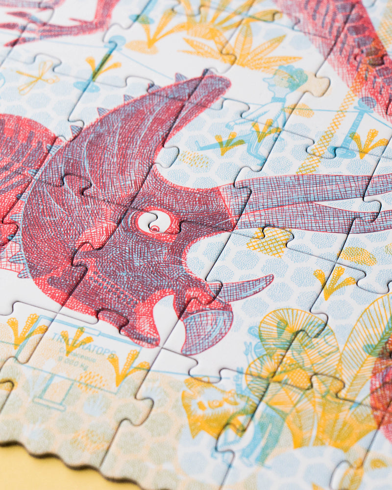 dinosaur puzzle with a focus on a triceratops
