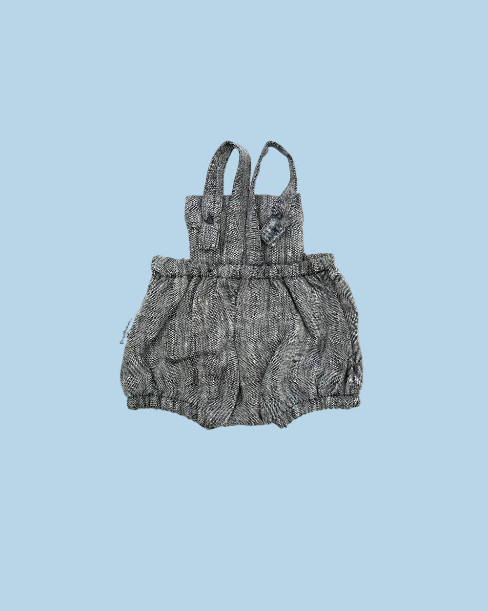 Navy muslin doll romper handcrafted in Poland, fits all 11–14 inch dolls including Bebenita and Minikane