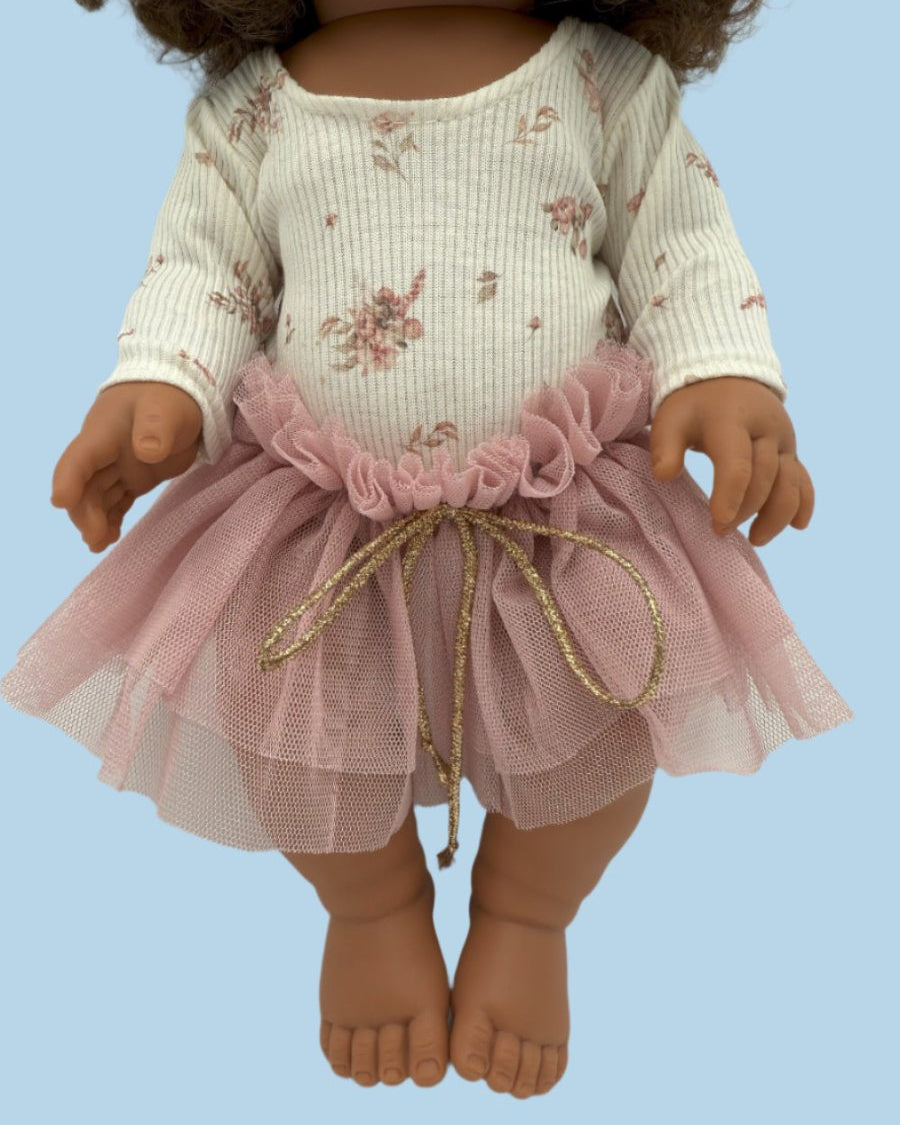 Premium doll clothes meadow mist bodysuit and pink tutu set