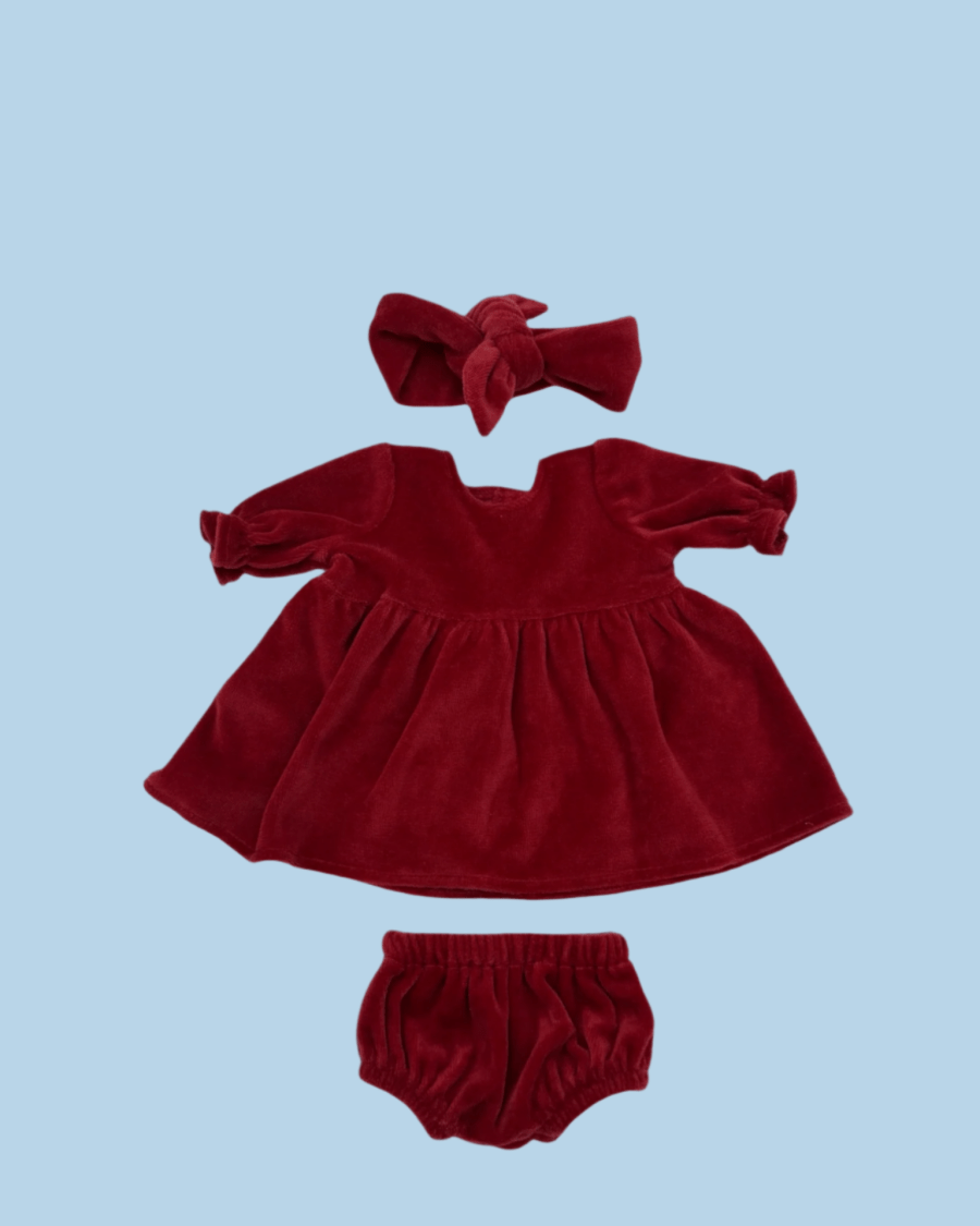 Red Velvet Dress with Headband
