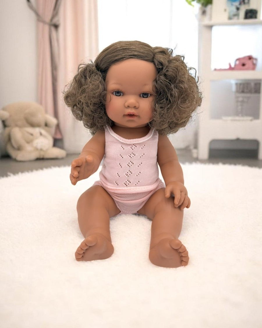 Havana curly hair baby doll with brunette curls and diverse skin tone for inclusive developmental play