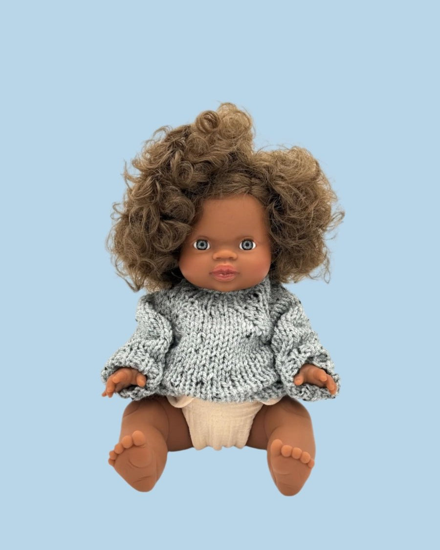 Knitted baby doll clothes for winter warmth