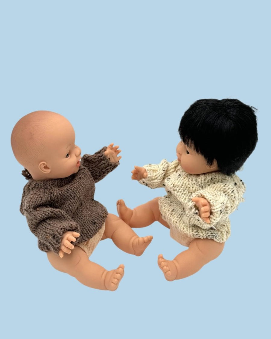 Harvest festival baby doll clothes in autumn hues