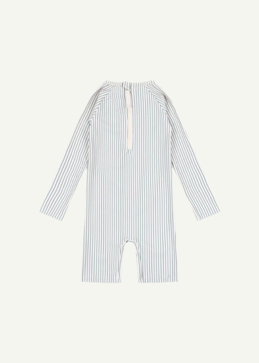 long sleeve toddler swimsuit with stripes