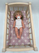 Lavender bloom bedding set white daisies hand-stitched doll cradle accessories