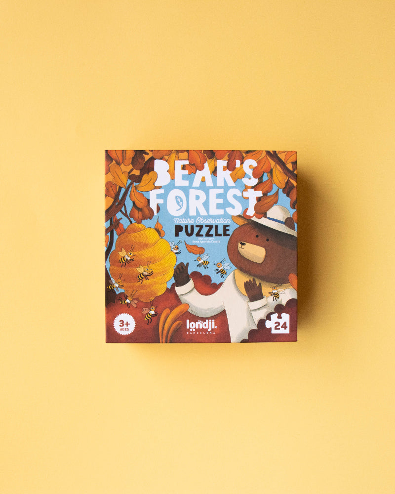 Box of 'Bear's Forest Puzzle' on a yellow background