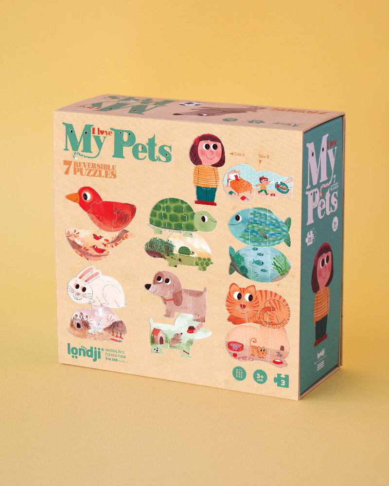 Londji I Love My Pets puzzle box for toddler reversible puzzles