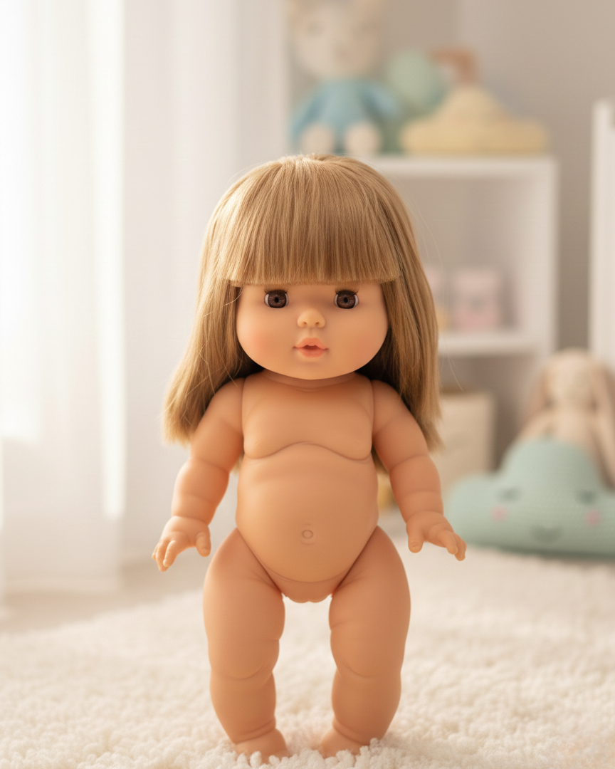 Blonde Minikane doll with articulated limbs for versatile posing during pretend play