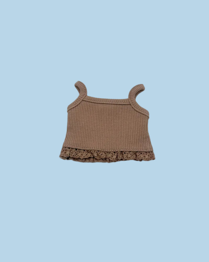 Brown tank top with lace trim