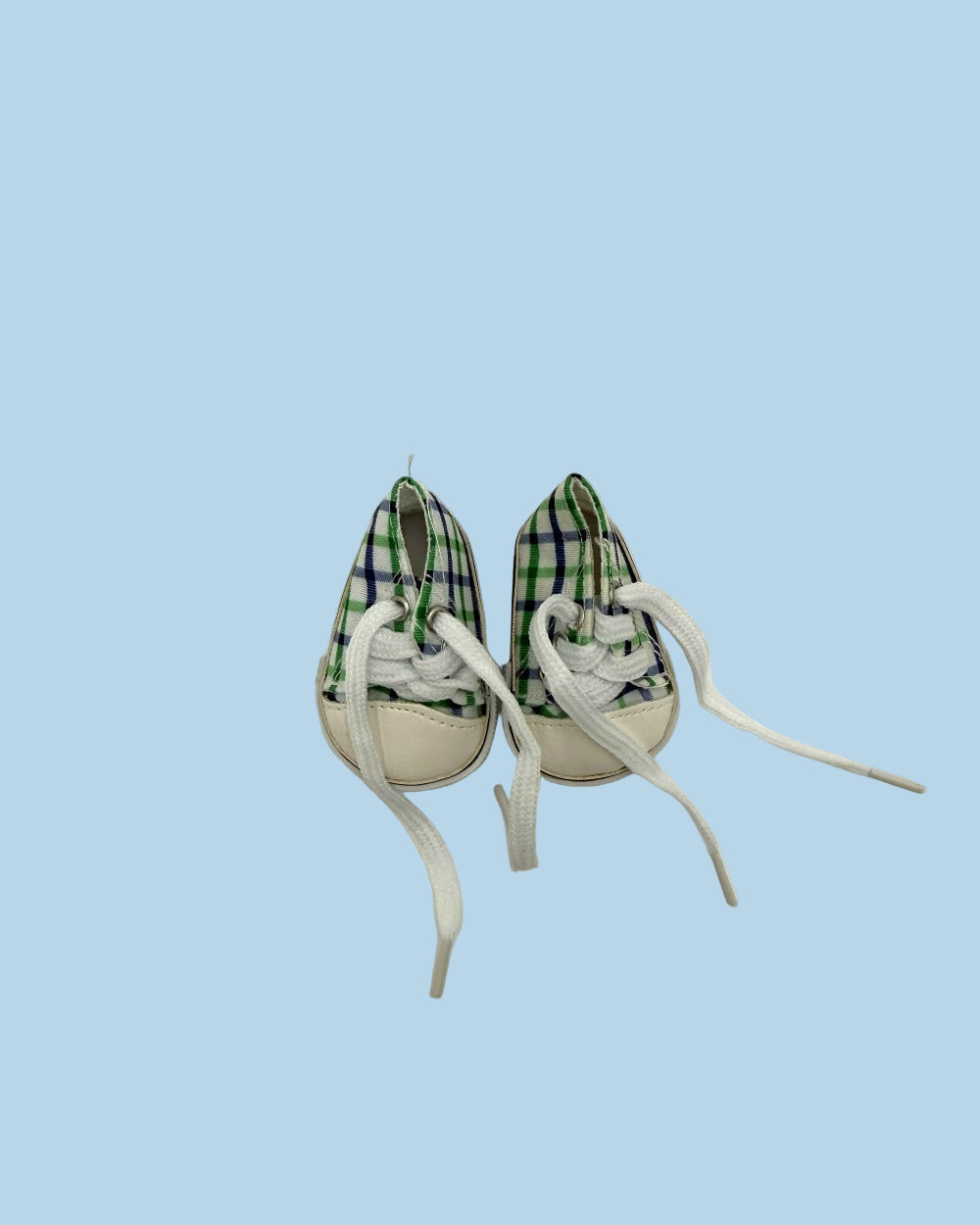 Plaid doll shoes canvas sneakers functional laces 13 inch Minikane quality