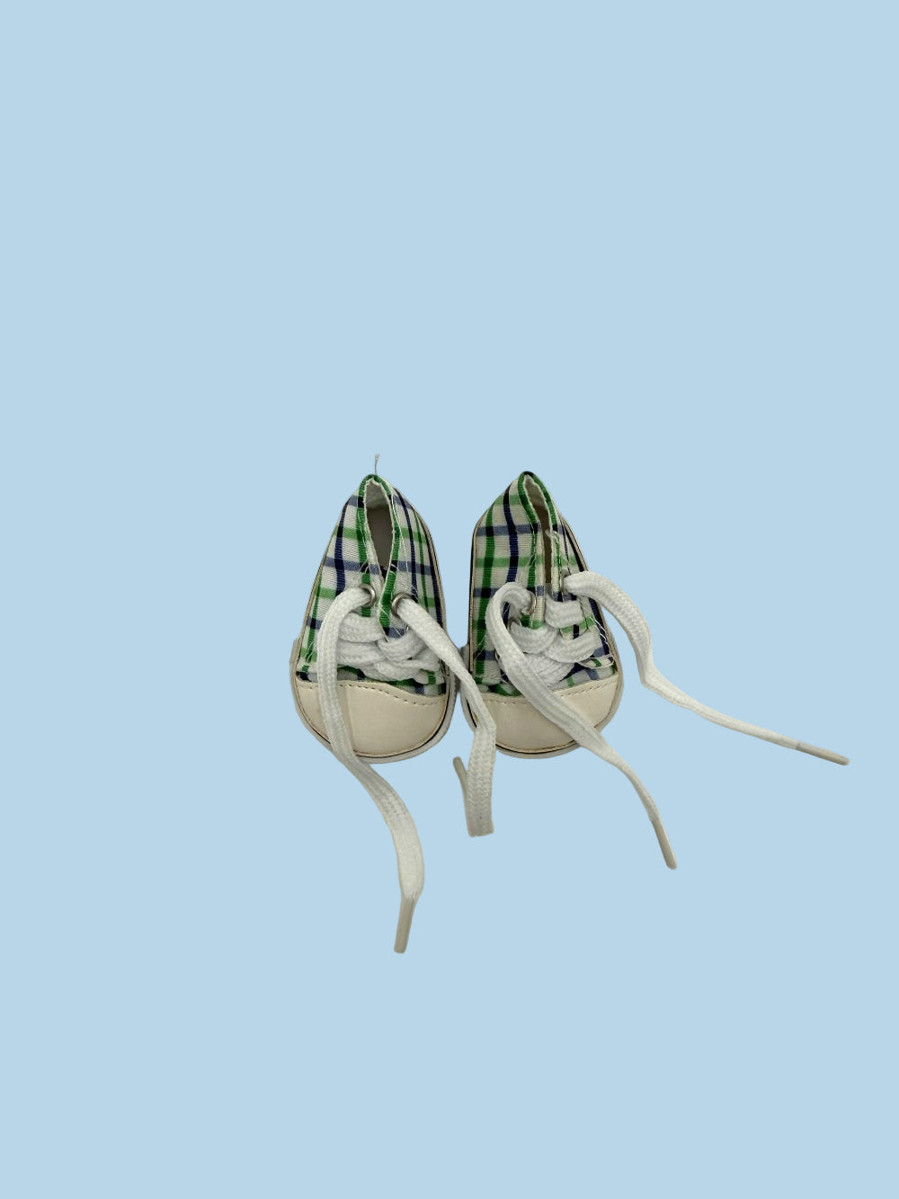 Plaid doll shoes canvas sneakers functional laces 13 inch Minikane quality