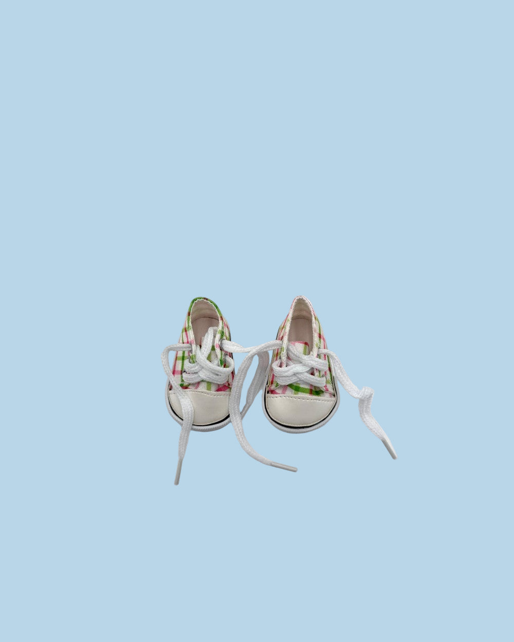 Pink green gingham high-top doll sneakers Minikane canvas construction 13 inch