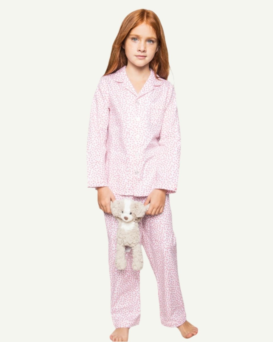Valentine's Day matching pajamas with heart patterns