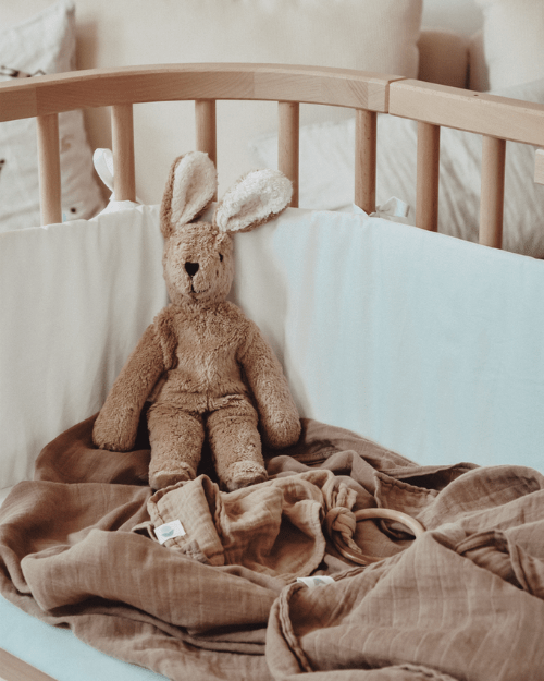 Heirloom-quality Senger beige rabbit with distinctive hand-sewn features