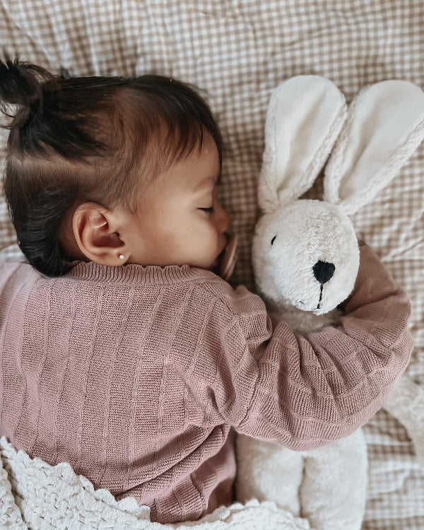 Luxury white rabbit companion from Senger's traditional European toymaking heritage