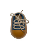 Wooden shoe tying practice trainer Montessori learning tool with cotton laces ages 3+