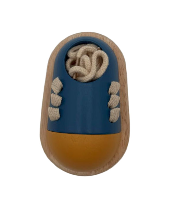 Montessori shoe tying trainer wooden learning tool with laces included practical life skills