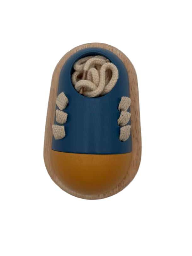 Montessori shoe tying trainer wooden learning tool with laces included practical life skills