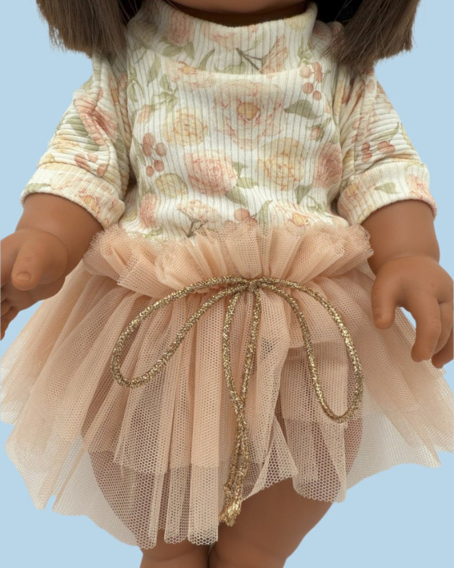 Comfortable doll clothes rose garden sweatshirt and tutu combination
