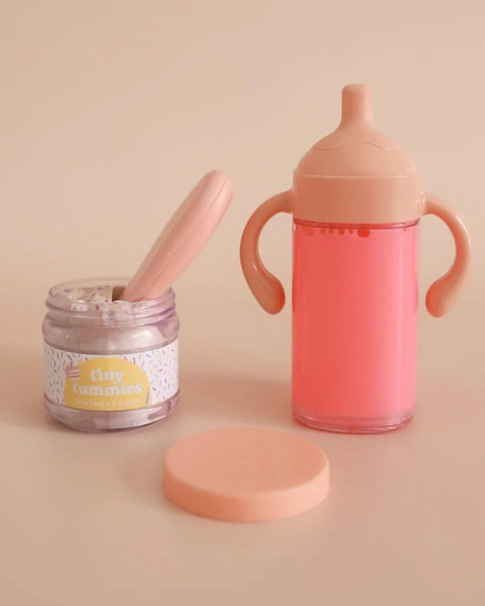 Creative play kitchen accessories featuring Tiny Harlow birthday set