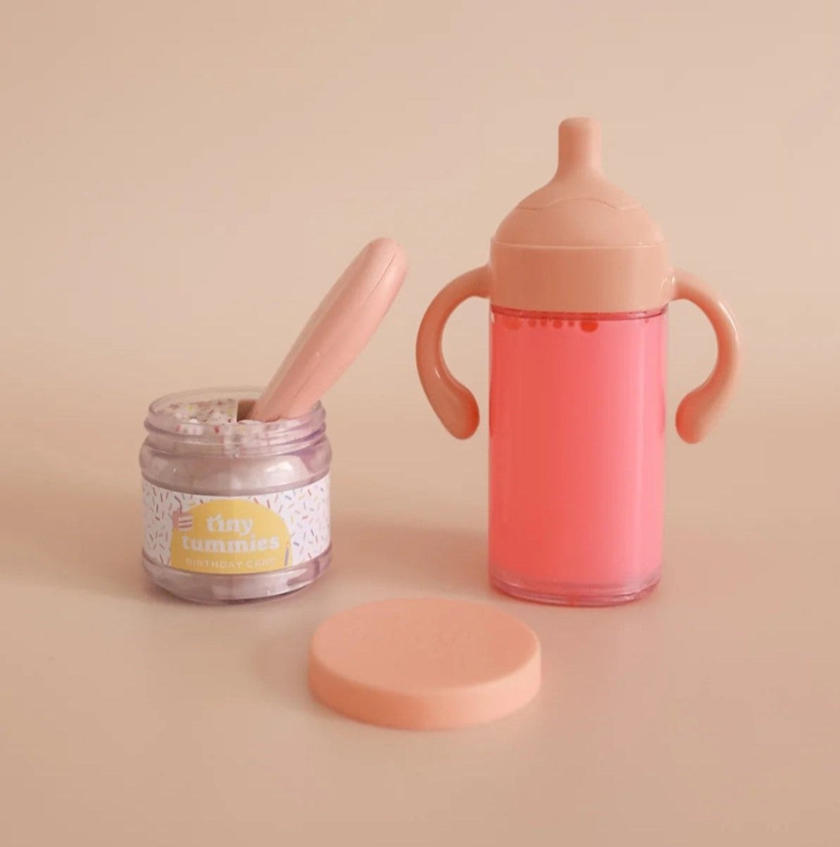 Creative play kitchen accessories featuring Tiny Harlow birthday set