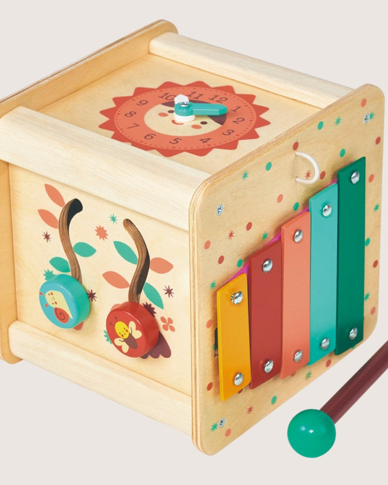 Complete view of six-sided Mentari activity cube with all learning activities visible