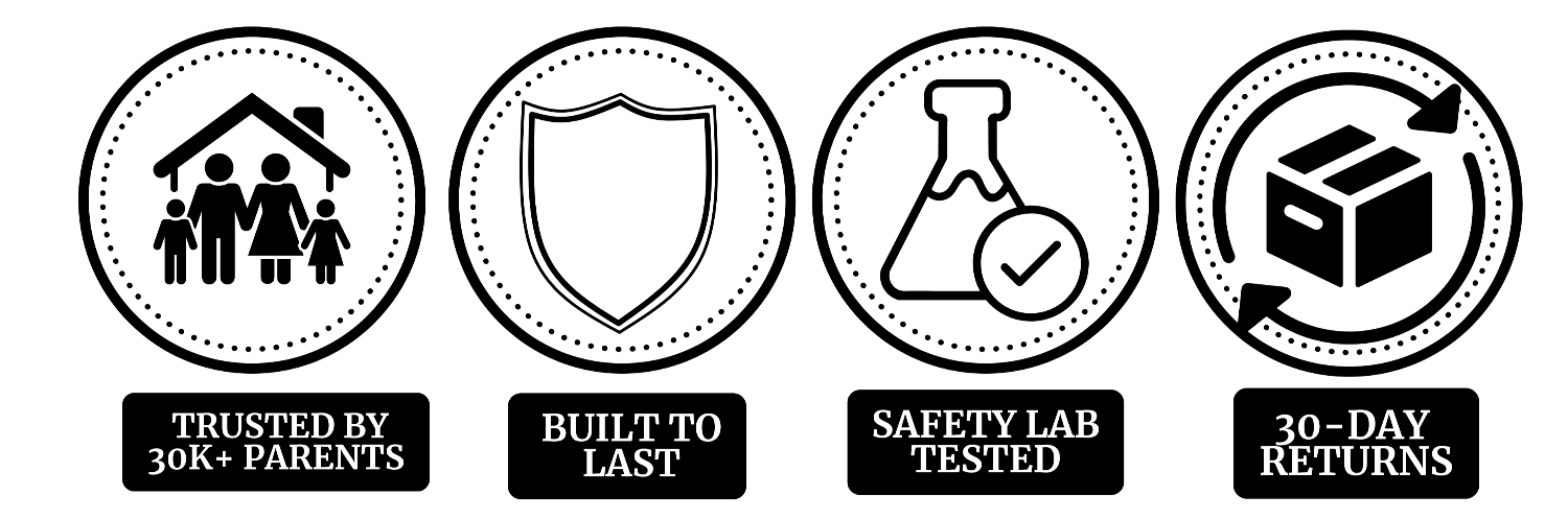 Set of icons with text on a white background