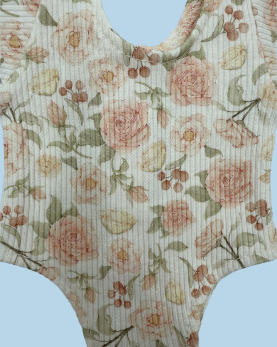 Pretend play doll outfit rose garden bodysuit with gold ribbon tutu