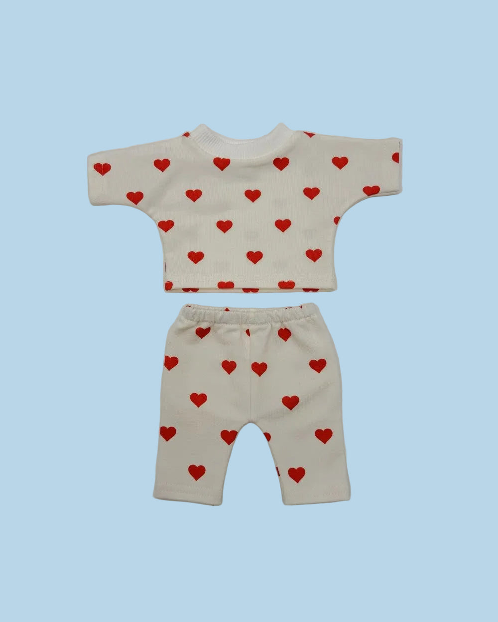 Cream base doll sweatshirt set featuring contrast ribbed collar and coordinating pants