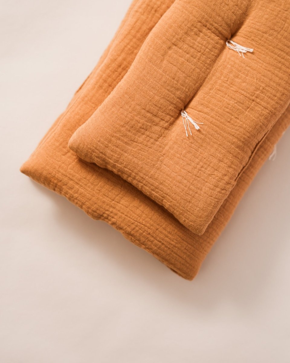 Doll accessories collection featuring soft textile bedding set
