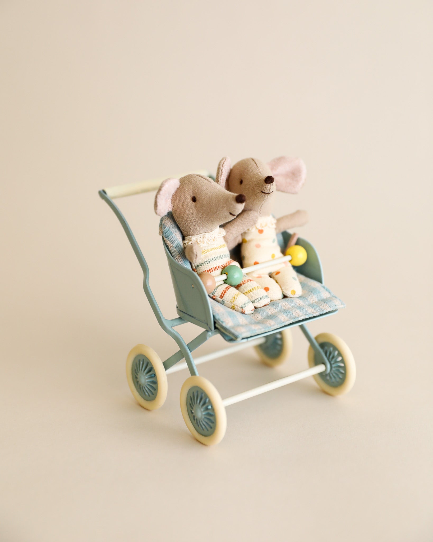 Maileg Mouse Stroller, Baby Mice - Mint