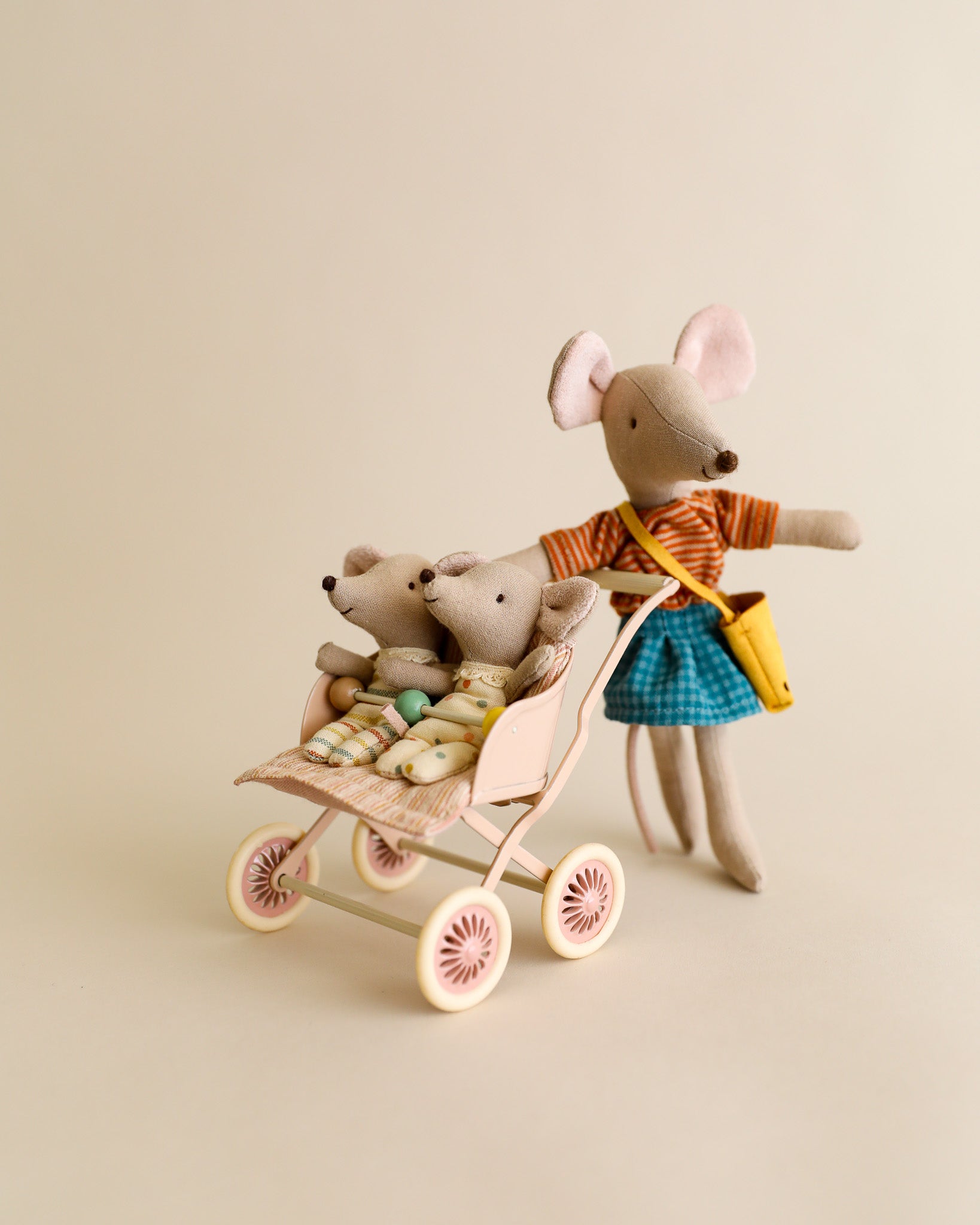 Maileg Mouse Stroller, Baby Mice - Rose