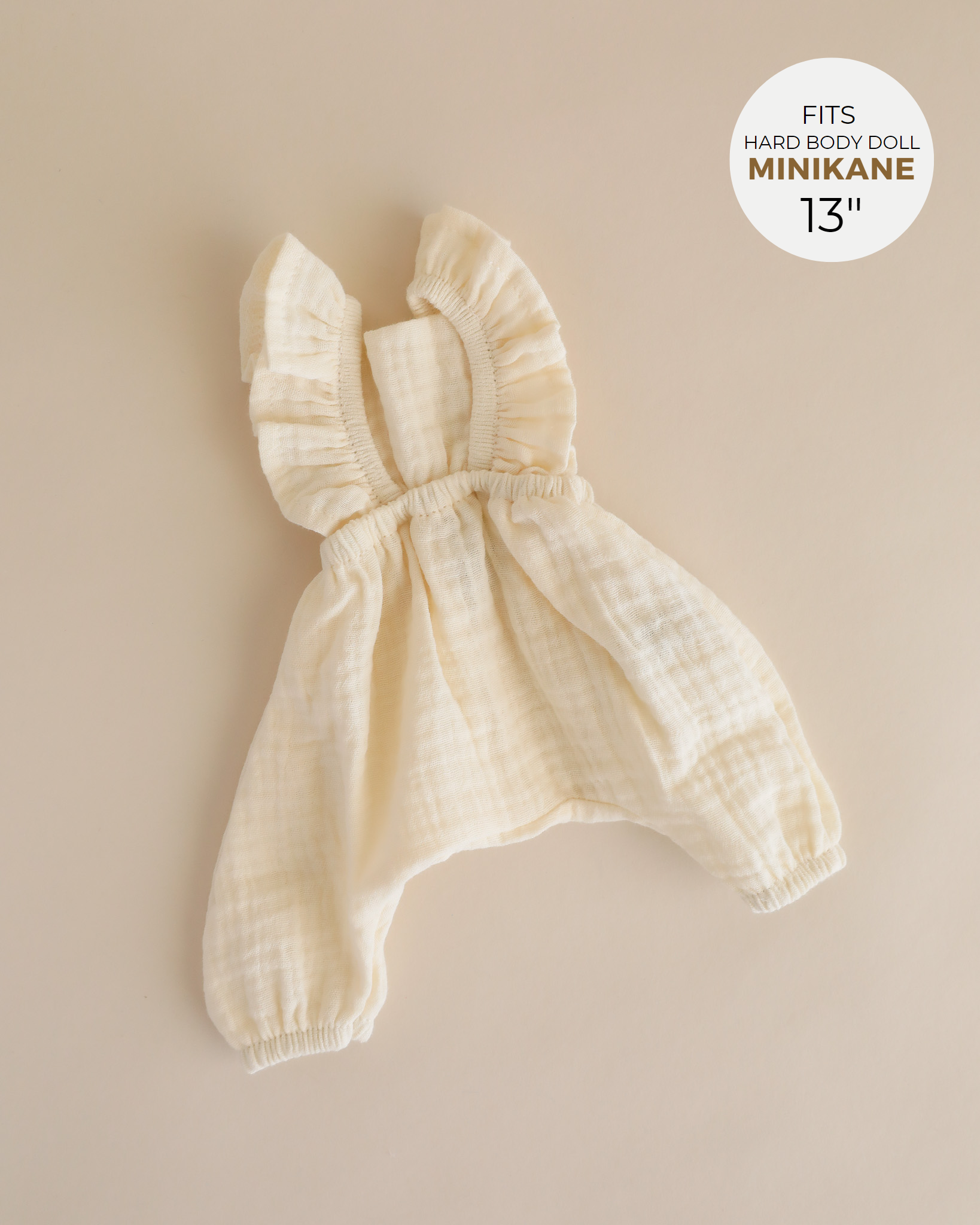 Minikane Doll Clothes | Doll Muslin Jumpsuit - White