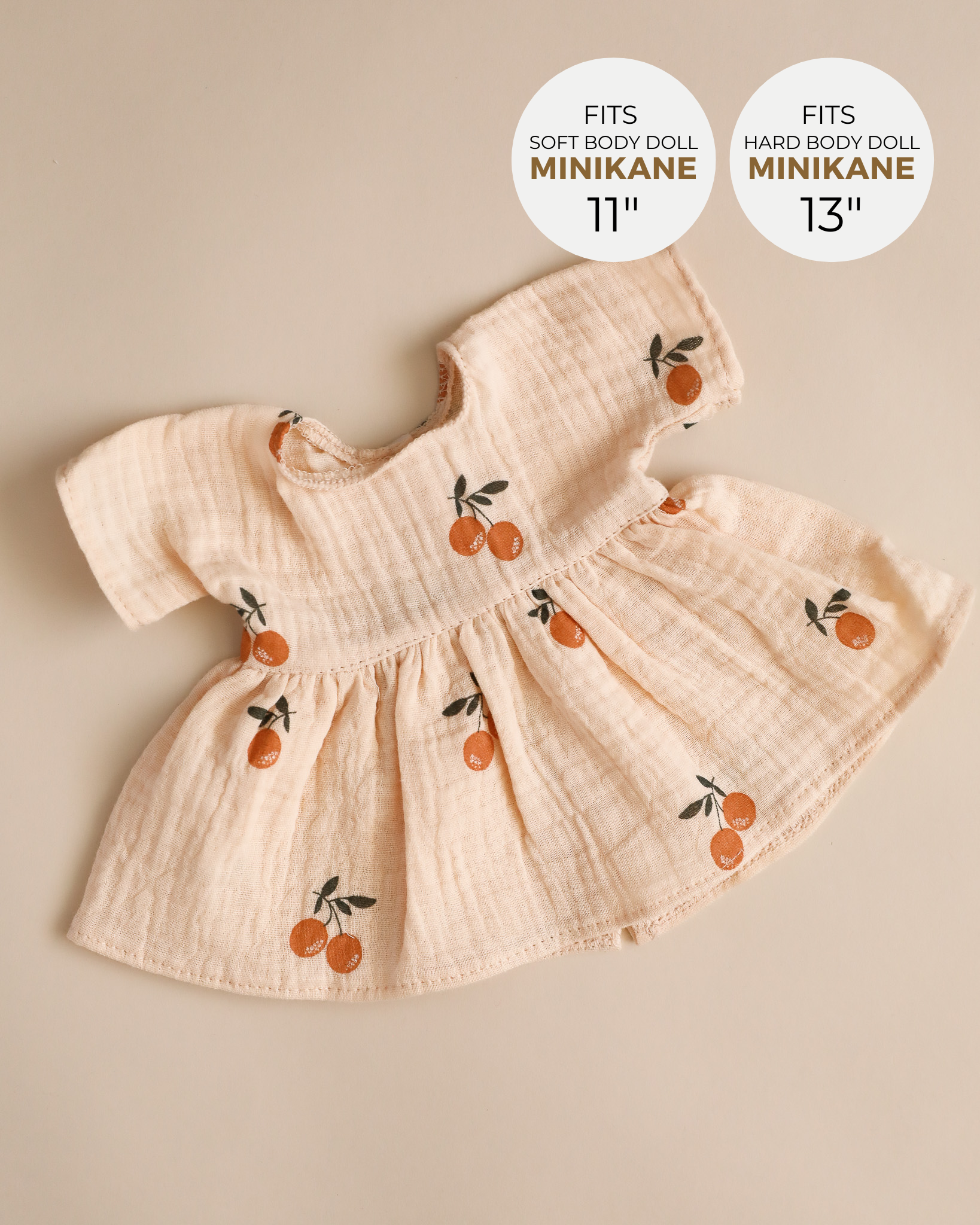 Minikane Doll Clothes | Doll Muslin Dress - Peaches