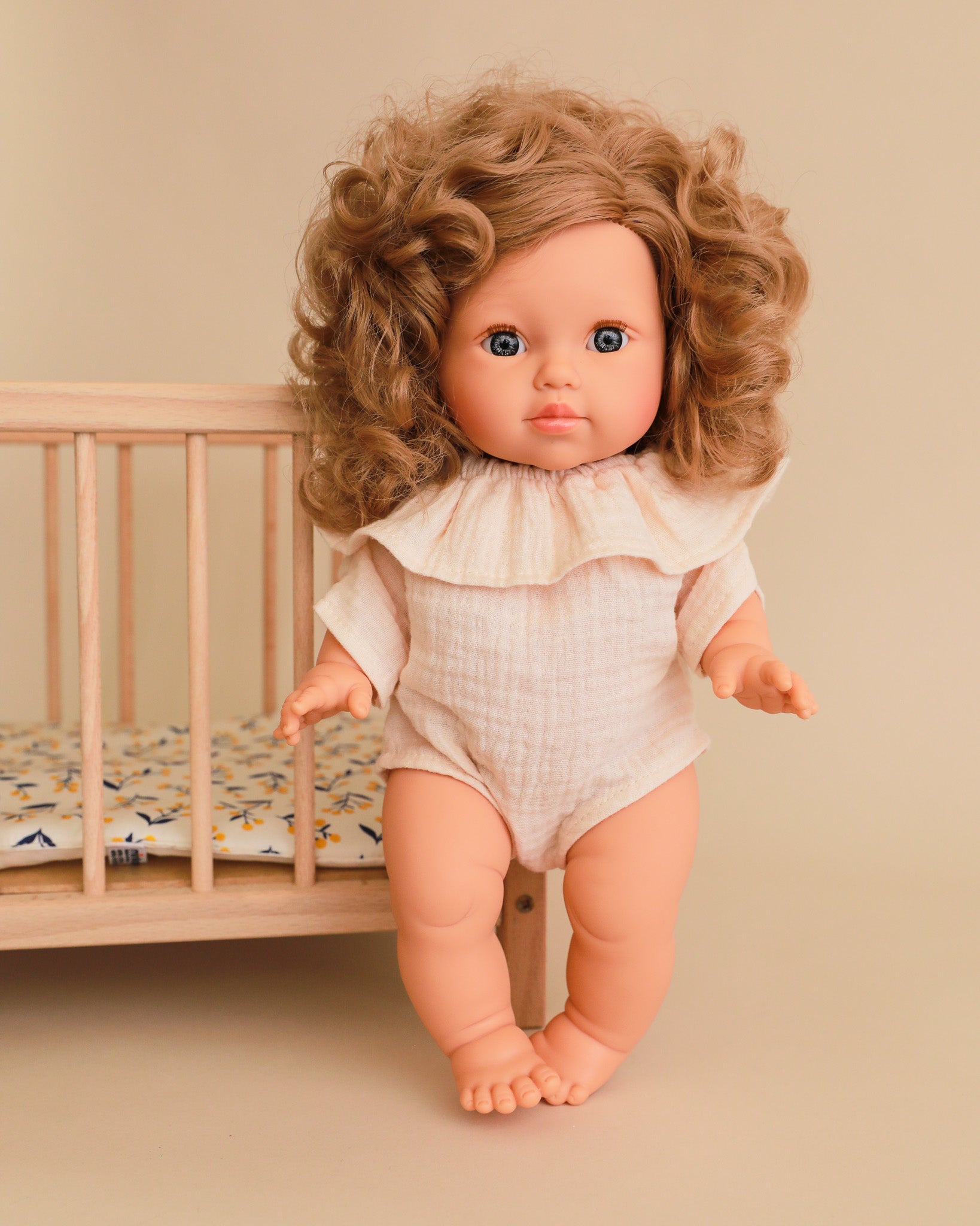 Minikane Doll Clothes | Doll Muslin Romper - Beige