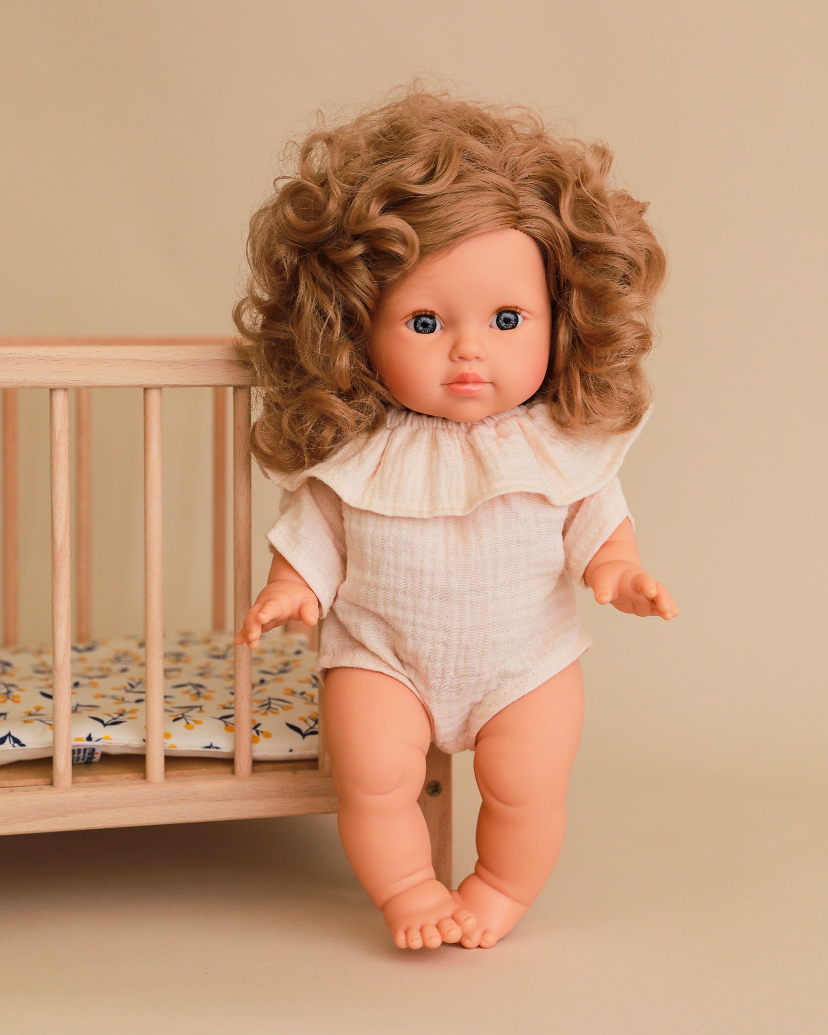 Minikane Doll Clothes | Doll Muslin Romper - Beige