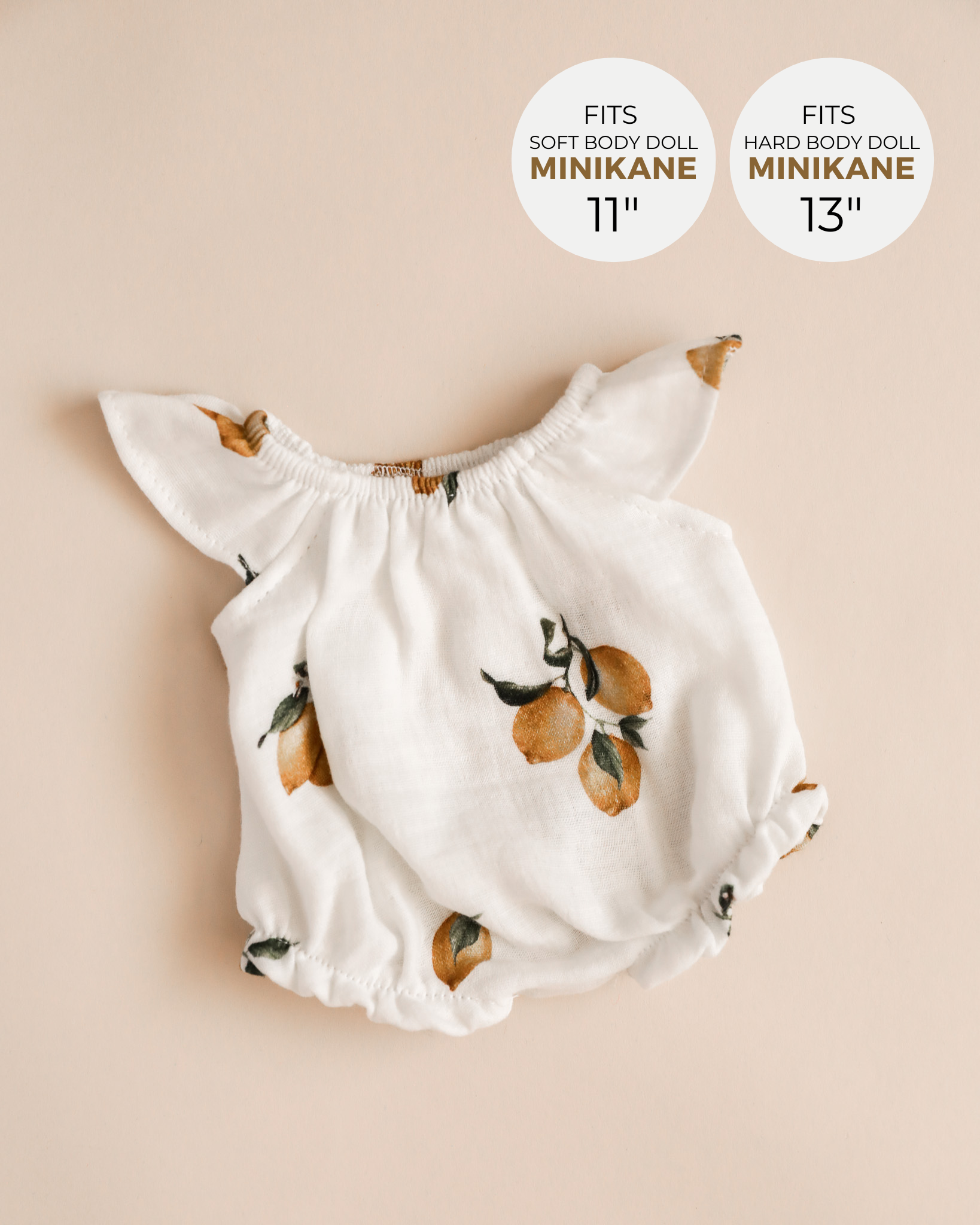 Minikane Doll Clothes | Doll Muslin Romper - Retro Lemons