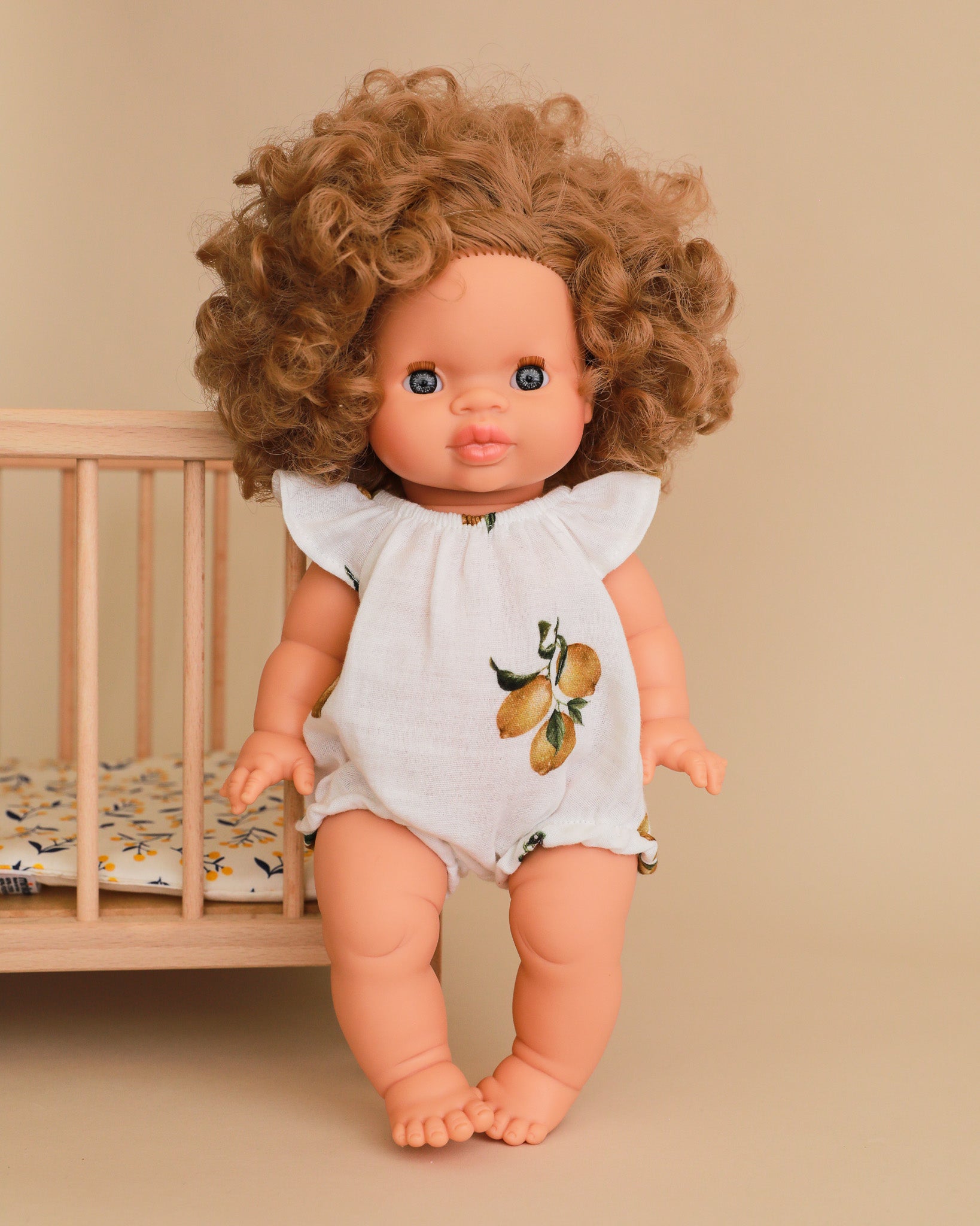 Minikane Doll Clothes | Doll Muslin Romper - Retro Lemons